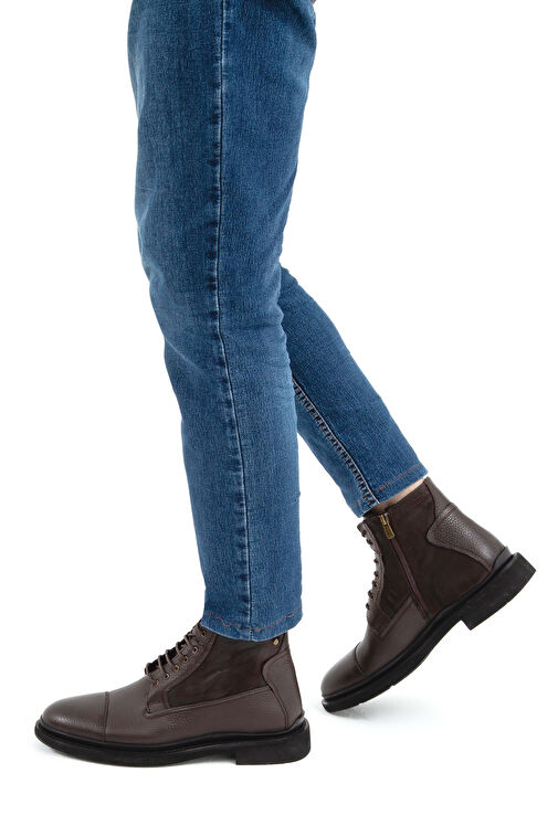 Tamer Tanca Erkek Hakiki Deri Kahverengi POSTAL Bot - Görsel 2