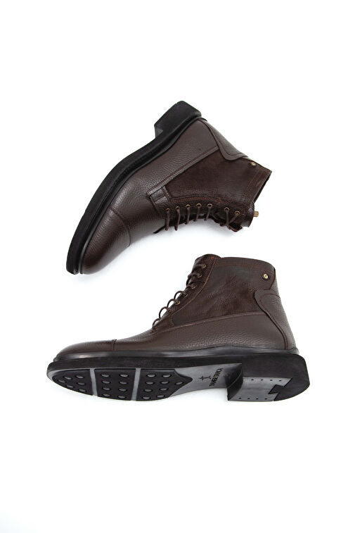 Tamer Tanca Erkek Hakiki Deri Kahverengi POSTAL Bot - Görsel 8