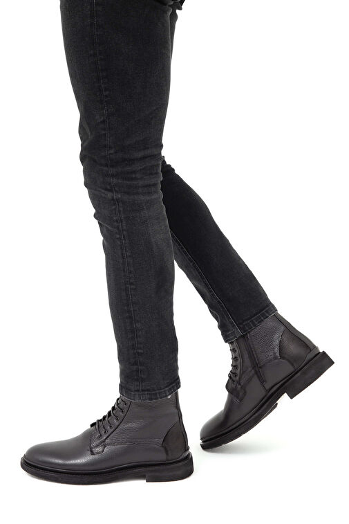 Tamer Tanca Erkek Hakiki Deri Siyah POSTAL Bot - Görsel 2