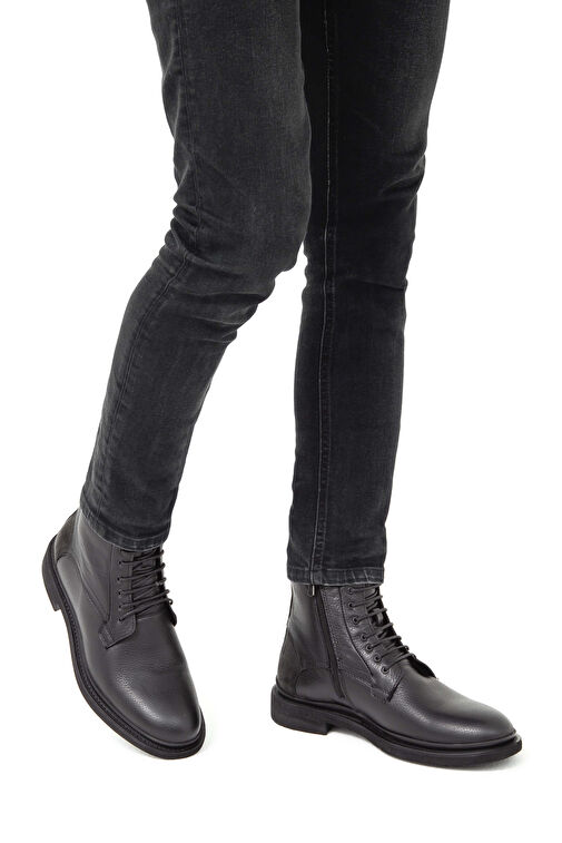 Tamer Tanca Erkek Hakiki Deri Siyah POSTAL Bot - Görsel 3