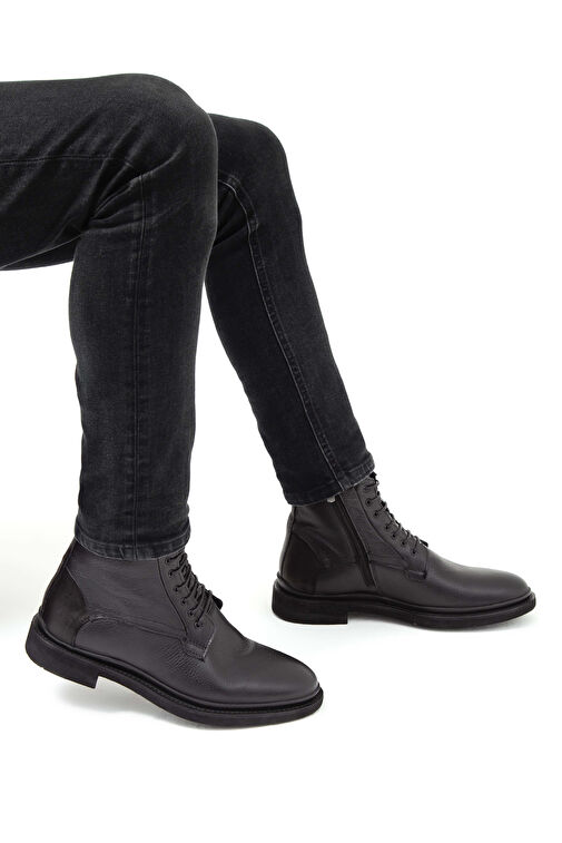 Tamer Tanca Erkek Hakiki Deri Siyah POSTAL Bot - Görsel 4