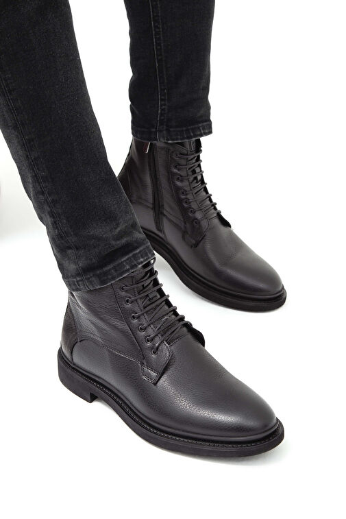 Tamer Tanca Erkek Hakiki Deri Siyah POSTAL Bot - Görsel 5