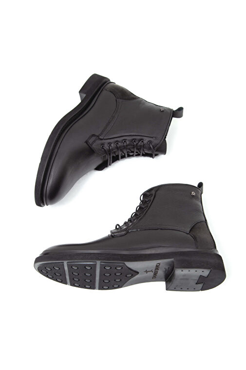 Tamer Tanca Erkek Hakiki Deri Siyah POSTAL Bot - Görsel 8