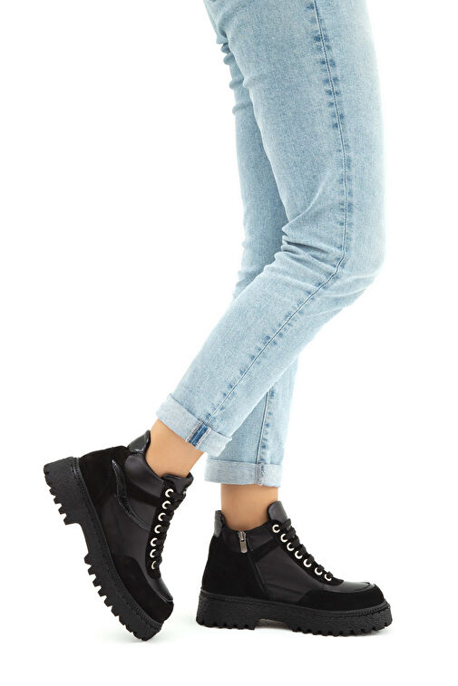 Tamer Tanca Kadın Suni Deri Siyah Casual Bot - Görsel 2