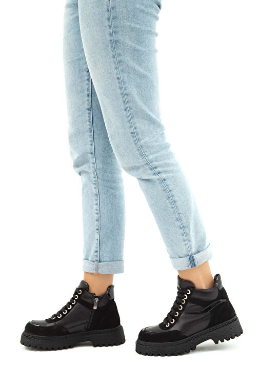 Tamer Tanca Kadın Suni Deri Siyah Casual Bot - Görsel 4