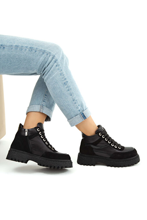 Tamer Tanca Kadın Suni Deri Siyah Casual Bot - Görsel 5