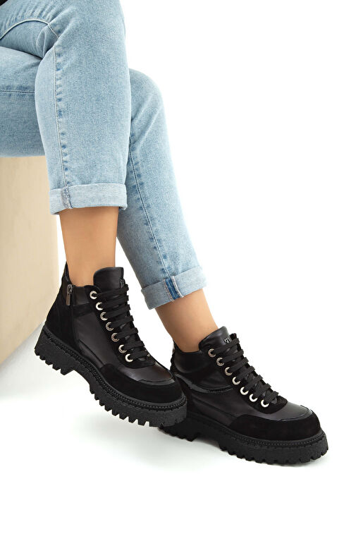 Tamer Tanca Kadın Suni Deri Siyah Casual Bot - Görsel 6