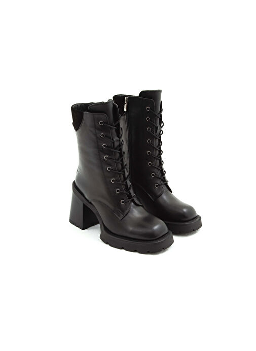 Tamer Tanca Kadın Hakiki Deri Siyah Deri Casual Bot - Görsel 2