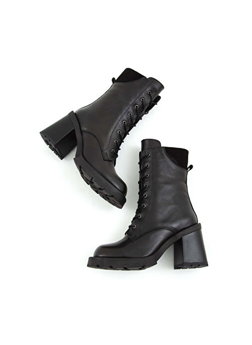 Tamer Tanca Kadın Hakiki Deri Siyah Deri Casual Bot - Görsel 4