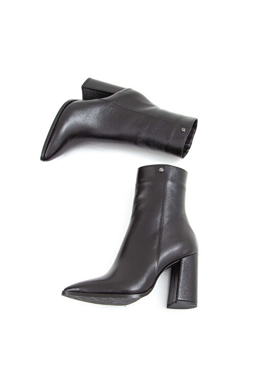 Tamer Tanca Kadın Hakiki Deri Siyah Floter Klasik Bot - Görsel 9