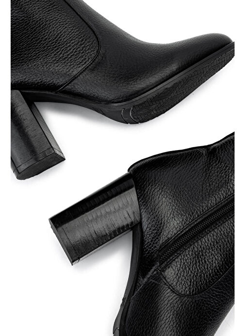 Tamer Tanca Kadın Hakiki Deri Siyah Floter Klasik Bot - Görsel 6