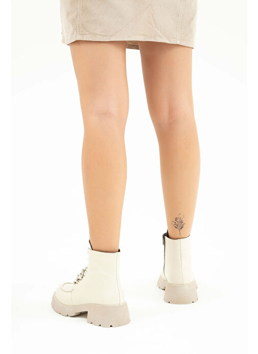 Tamer Tanca Kadın Hakiki Deri Krem Floter Casual Bot - Görsel 6