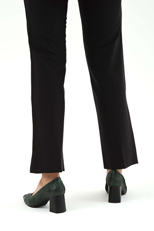 Tamer Tanca Kadın Hakiki Deri Yeşil Yılan Klasik Ayakkabı - Görsel 3