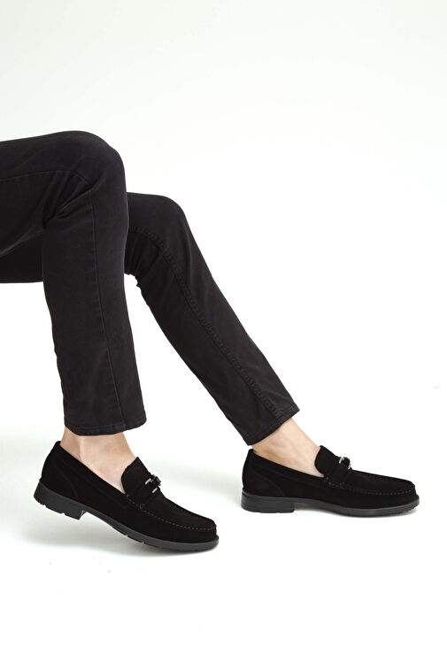 Tamer Tanca Erkek Hakiki Deri Siyah Süet Klasik Ayakkabı - Görsel 4