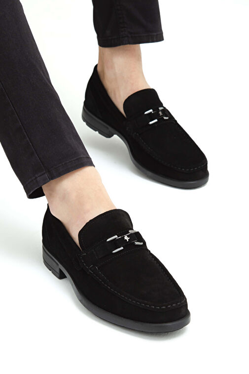 Tamer Tanca Erkek Hakiki Deri Siyah Süet Klasik Ayakkabı - Görsel 5