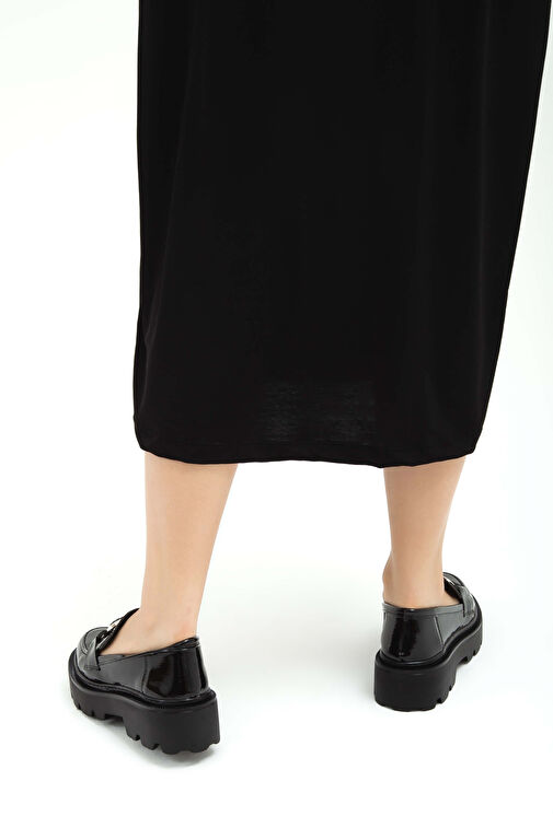 Tamer Tanca Kadın Suni Deri Siyah Rugan Loafer Ayakkabı - Görsel 3