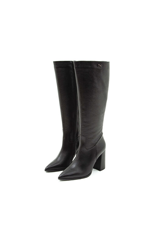 Tamer Tanca Kadın Hakiki Deri Siyah Klasik Çizme - Görsel 9