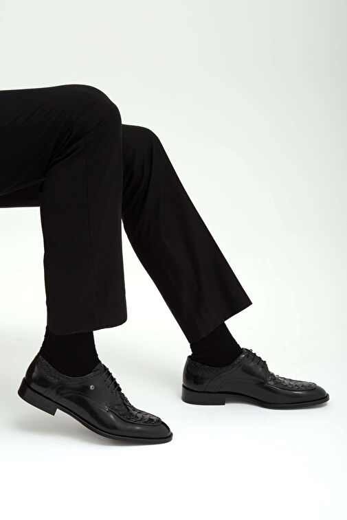 Tamer Tanca Erkek Hakiki Deri Siyah Klasik Ayakkabı - Görsel 4