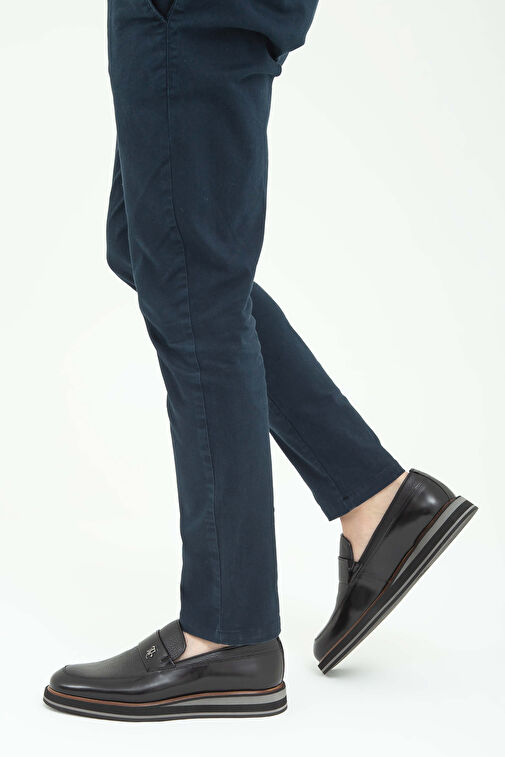 Tamer Tanca Erkek Hakiki Deri Siyah Açma Casual Ayakkabı - Görsel 2