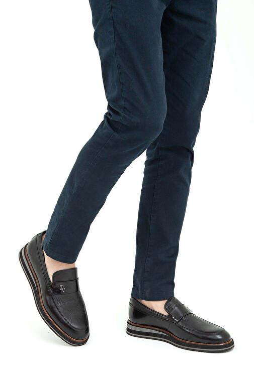 Tamer Tanca Erkek Hakiki Deri Siyah Açma Casual Ayakkabı - Görsel 3