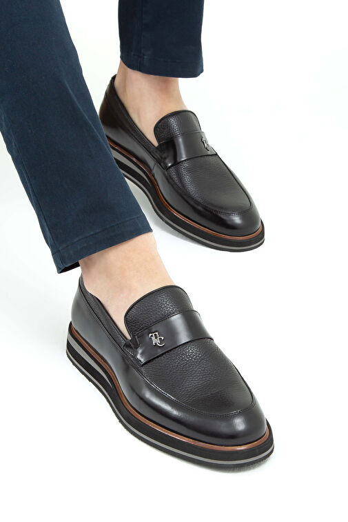 Tamer Tanca Erkek Hakiki Deri Siyah Açma Casual Ayakkabı - Görsel 5