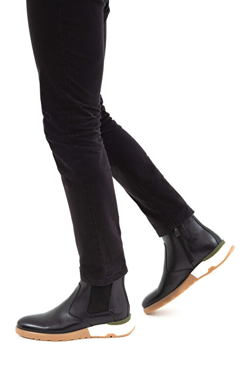 Tamer Tanca Erkek Hakiki Deri Siyah Antik Chelsea Bot - Görsel 2