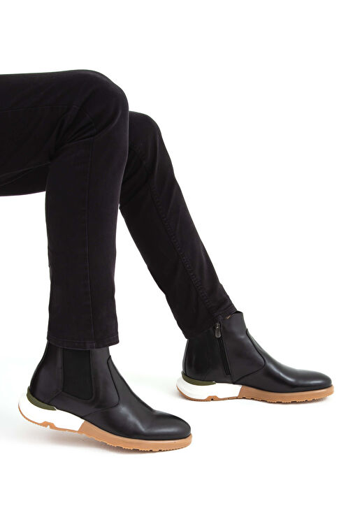 Tamer Tanca Erkek Hakiki Deri Siyah Antik Chelsea Bot - Görsel 4