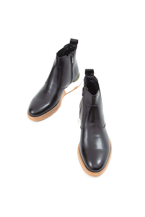 Tamer Tanca Erkek Hakiki Deri Siyah Antik Chelsea Bot - Görsel 6
