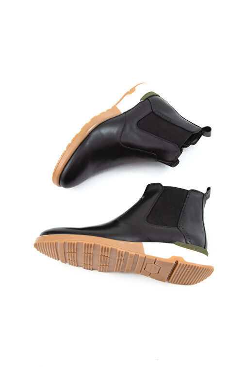 Tamer Tanca Erkek Hakiki Deri Siyah Antik Chelsea Bot - Görsel 8