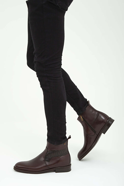 Tamer Tanca Erkek Hakiki Deri Kahverengi Deri Chelsea Bot - Görsel 2