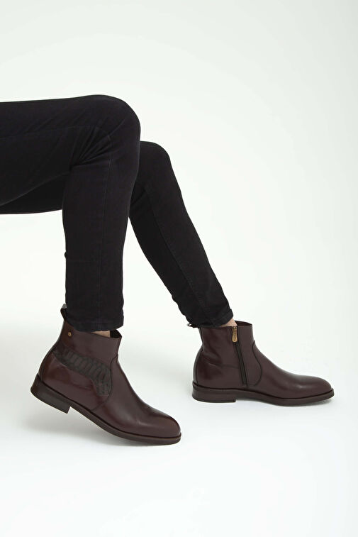 Tamer Tanca Erkek Hakiki Deri Kahverengi Deri Chelsea Bot - Görsel 4