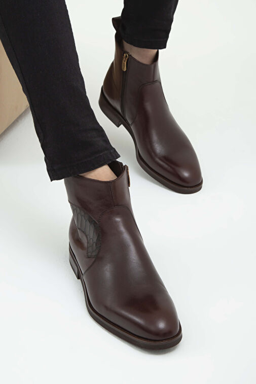 Tamer Tanca Erkek Hakiki Deri Kahverengi Deri Chelsea Bot - Görsel 5