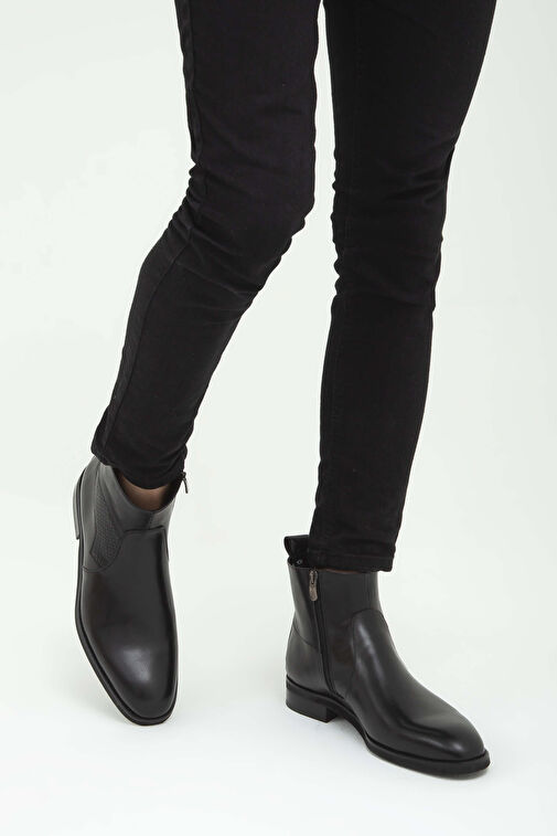 Tamer Tanca Erkek Hakiki Deri Siyah Analin Chelsea Bot - Görsel 3