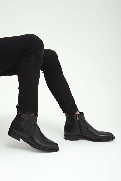 Tamer Tanca Erkek Hakiki Deri Siyah Analin Chelsea Bot - Görsel 4