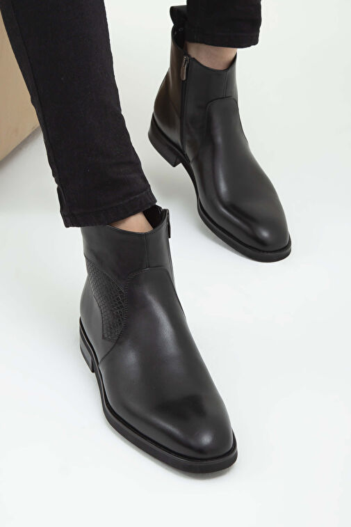 Tamer Tanca Erkek Hakiki Deri Siyah Analin Chelsea Bot - Görsel 5