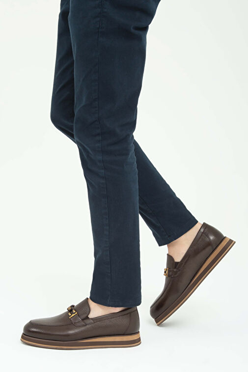 Tamer Tanca Erkek Hakiki Deri Kahverengi Loafer Ayakkabı - Görsel 2