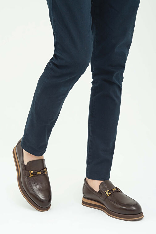 Tamer Tanca Erkek Hakiki Deri Kahverengi Loafer Ayakkabı - Görsel 3