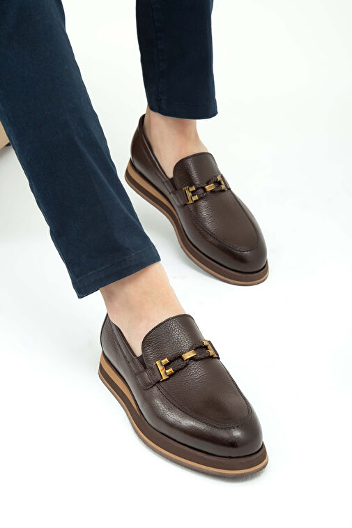 Tamer Tanca Erkek Hakiki Deri Kahverengi Loafer Ayakkabı - Görsel 5