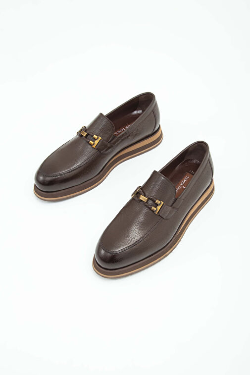 Tamer Tanca Erkek Hakiki Deri Kahverengi Loafer Ayakkabı - Görsel 6