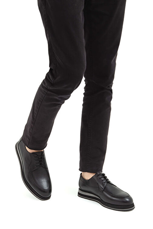 Tamer Tanca Erkek Hakiki Deri Siyah Casual Ayakkabı - Görsel 3