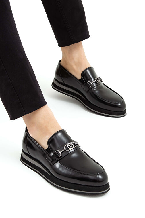 Tamer Tanca Erkek Hakiki Deri Siyah Açma Loafer Ayakkabı - Görsel 2