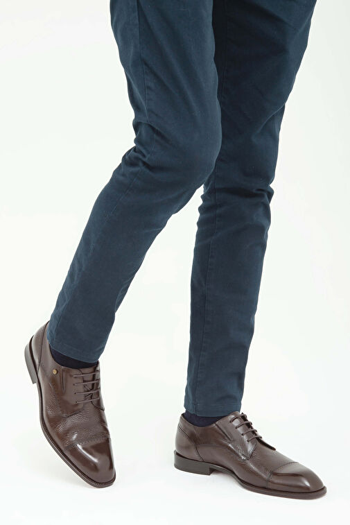 Tamer Tanca Erkek Hakiki Deri Kahverengi Klasik Ayakkabı - Görsel 3