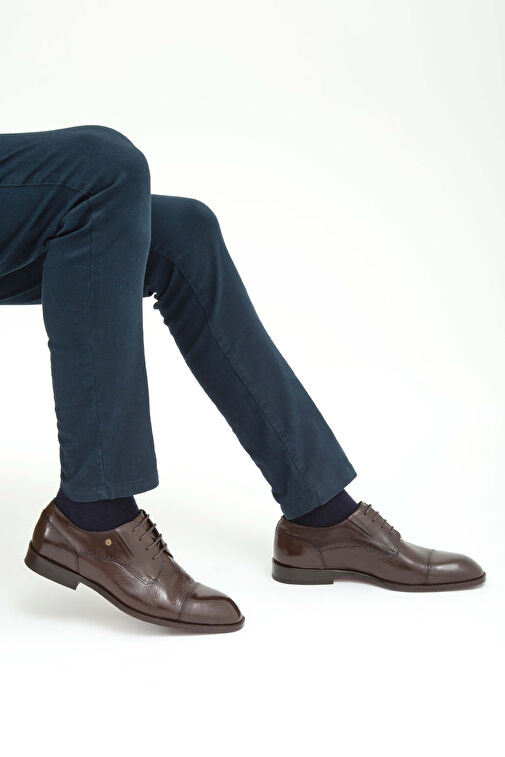 Tamer Tanca Erkek Hakiki Deri Kahverengi Klasik Ayakkabı - Görsel 4