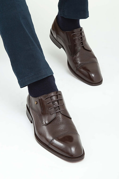 Tamer Tanca Erkek Hakiki Deri Kahverengi Klasik Ayakkabı - Görsel 5