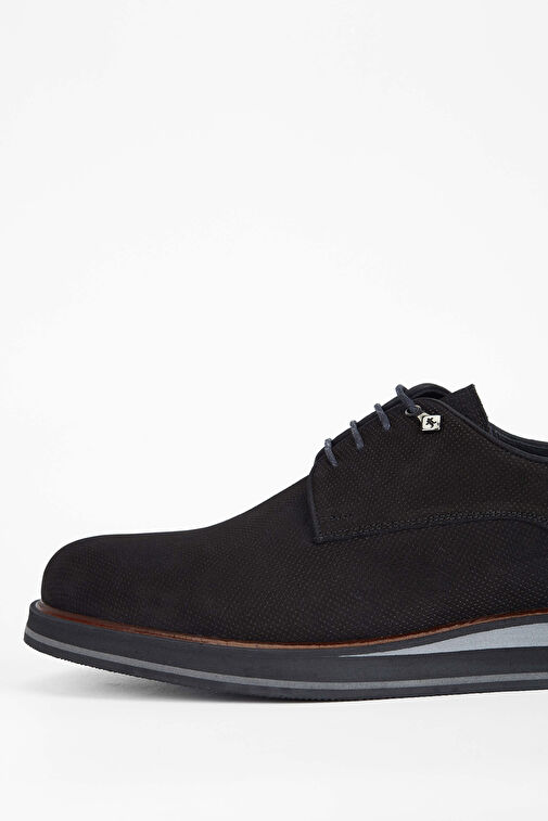 Tamer Tanca Erkek Hakiki Deri Siyah Nubuk Casual Ayakkabı - Görsel 4