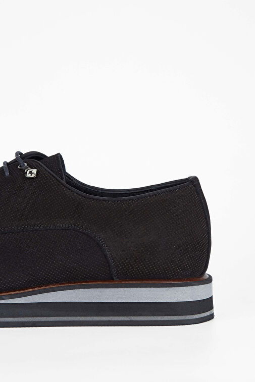 Tamer Tanca Erkek Hakiki Deri Siyah Nubuk Casual Ayakkabı - Görsel 5