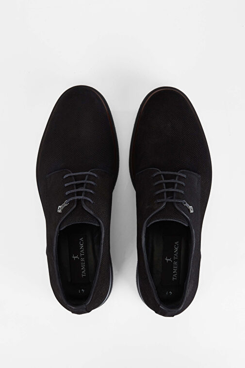 Tamer Tanca Erkek Hakiki Deri Siyah Nubuk Casual Ayakkabı - Görsel 6