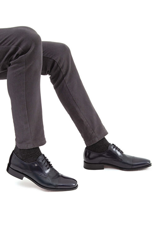 Tamer Tanca Erkek Hakiki Deri Lacivert Klasik Ayakkabı - Görsel 3