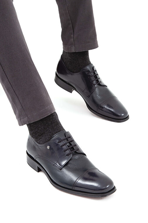 Tamer Tanca Erkek Hakiki Deri Lacivert Klasik Ayakkabı - Görsel 4