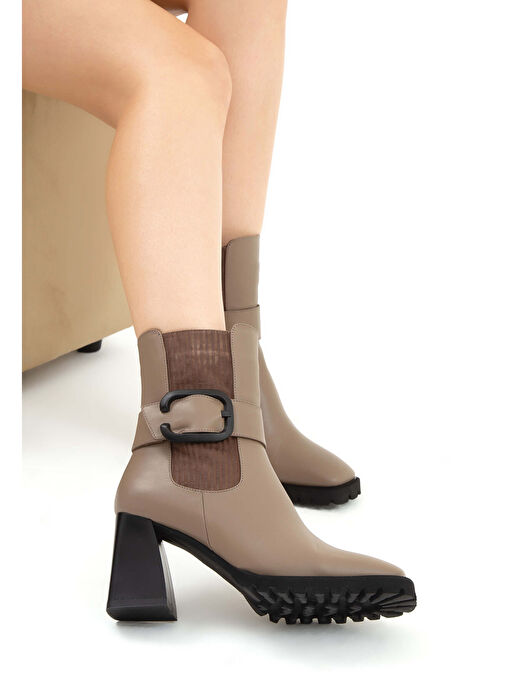 Tamer Tanca Kadın Hakiki Deri Vizon Topuklu Bot - Görsel 4